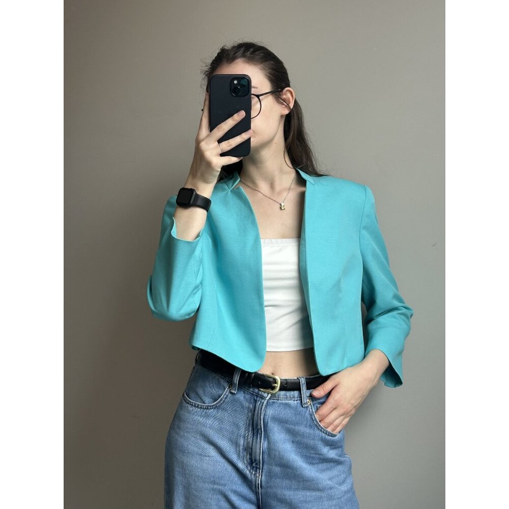 Teal Cropped Blazer Size 12